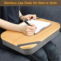JQ Bambou Support pour ordinateur portable Table de lit Bureau portable avec coussin d'oreiller et espace de rangement