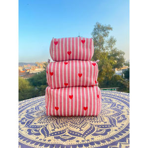 Cotton <b>Toiletry</b> <b>Bag</b> Large Quilted Pouch with Zipper Closure Eco-Friendly Leather Stylish Casual Multi-Purpose Wholesale rate - Product Image 1