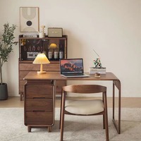 Bureau d'ordinateur en bois massif, noyer noir d'Amérique du Nord, bureau d'écriture minimaliste japonais avec tiroirs, poste de travail pour la maison et l'étude