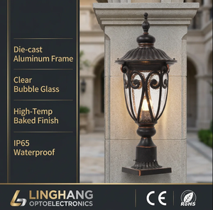 Lampe de jardin en aluminium moulé sous pression de luxe, style victorien rétro, lampe sur pied, résistante aux intempéries, éclairage extérieur paysager - Product Image 1