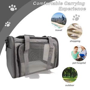 Bolsa de transporte de mascotas de doble hombro transpirable Oxford de gran capacidad, nueva bolsa de viaje portátil de diseño cuadrado plegable a la moda para gatos - Product Image 4