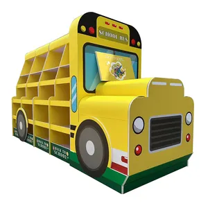 Premium Freestanding Customizable Magazines Exhibition Rack Journals Display Stand School Bus Design Books Display Rack