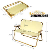Chaise de camping pliante en acier robuste avec accoudoirs, cadre épais, portable, pour extérieur, plage, jardin, pêche, pique-nique, loisirs