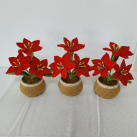 Pabrik Grosir Tanaman Pot Lewisia Rajutan Tangan Benang Hipoalergenik Bunga Buatan Dekorasi Rumah Hadiah untuk Hari Ibu