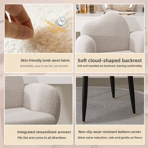 Silla de <span class=keywords><strong>Maquillaje</strong></span> Moderna y Ecológica de Acero Crema con Altura Ajustable para Sala de Estar, Oficina en Casa, Tocador, Salón de Uñas, de Alta Gama - Product Image 4