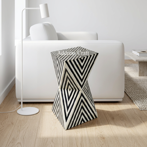 Unique Style Diamond Shape Bone Inlay Stool 2025 Hot Selling MOP Inlay Furniture Home Decor Bone Inlay <b>Table</b> For Luxury Home - Product Image 1