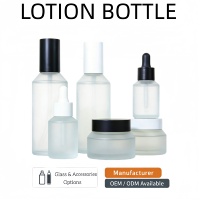 Ensemble de pots de crème pour soins de la peau en verre mat de luxe, vides, avec pompe, vaporisateur, flacon de sérum et flacon de toner, 15, 30, 50, 100, 120, 200 ml
