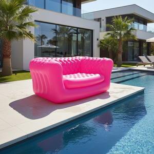 Canapé gonflable rose de luxe, fauteuil capitonné en PVC, pour jardin, patio, bord de piscine, camping, intérieur et extérieur - Product Image 5