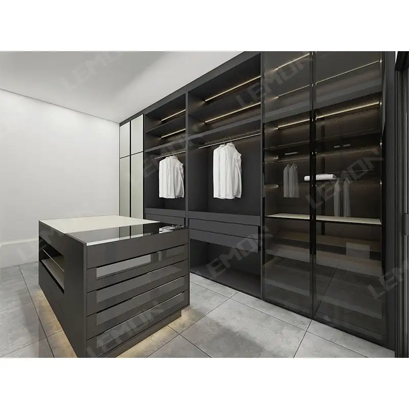 Bedroom furniture modern design storage hanging wardrobe with shoe organizer walkin closet