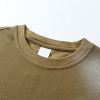 325G spuitgeverfde wafelraster T-shirt met losse rand, groothandel, op maat gemaakt