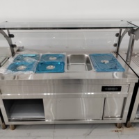 Chauffe-plats commercial autonome avec table chauffante isolée et couvercle en verre pour la rétention de la chaleur en cantine