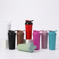 Bouteille shaker isotherme à double paroi en acier inoxydable de 24 oz, anti-fuite, pour protéines, idéale pour la salle de sport et le fitness