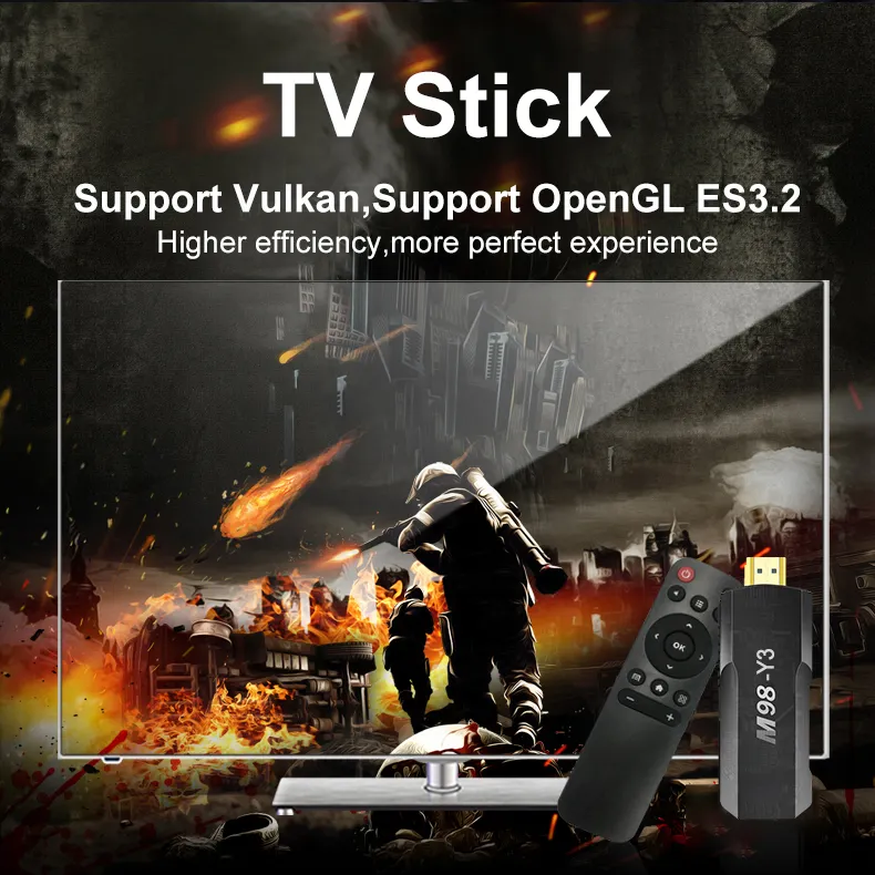 H313 RK3228 Quad Core 2GB 16GB, stik tv Google Assistant 4k stik tv Android 10 bisa disesuaikan