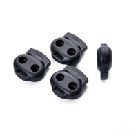Verrou de cordon à ressort noir compact, robuste et de luxe à double trou, en plastique, avec poignée de précision
