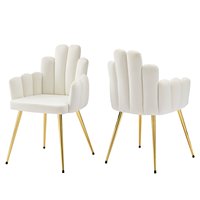Chaise de salle à manger moderne en velours avec dossier en pétales, pieds en métal doré, mobilier de luxe pour mariage, hôtel, café, appartement, restaurant