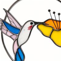 YAPPIE Attrape-soleil Art Déco en vitrail Colibri, Ornement suspendu pour la maison et le jardin, Décoration extérieure d'oiseau pour Anniversaire