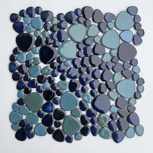热卖价格便宜陶瓷瓷墙地砖蓝色游泳池瓷砖