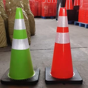 30cm 45cm 70cm 90cm PVC Plástico Reflectante Advertencia Base de goma Cono de seguridad vial - Product Image 2