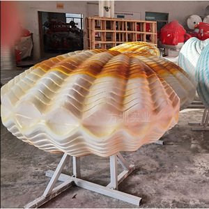 Sculpture de coquillage en fibre de verre et résine, décoration artistique de jardin côtier pour extérieur - Product Image 3