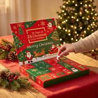 Calendrier de l'Avent de Noël personnalisé 24 jours, boîte d'emballage en papier vide avec fenêtre perforée pour chaussettes, bijoux, jouets, boîte de compte à rebours