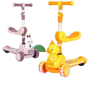 Childrens Scooter With Seat Height Adjustable Three In One Ride On For Kids 2 8 Years Old Blue Green Pink - Product Image 2