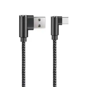 듀얼 90 도 앵글 커넥터 USB A to 타입 C 케이블 5V 2.4A MAX 고속 충전