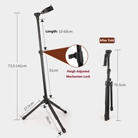 Support de guitare haut de gamme en métal avec capteur de charge par gravité/support de guitare pliant à verrouillage automatique