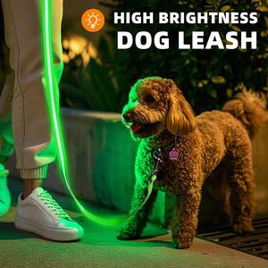 Laisse de corde de chiot lumineuse à LED Offre Spéciale laisse de chien en polyester doux à la mode avec motif imprimé brillant dans le noir - Product Image 3