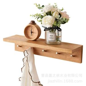 Wooden <b>Wall</b>-<b>Mounted</b> Coat Rack With <b>Shelf</b> 2 Tier Easy Install For Bedroom Living Room Storage - Product Image 4