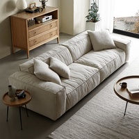 Sofá Modular Zayshine Estilo Nórdico Moderno Wabi-Sabi, Sofá de Lino para Sala de Estar, 1 Sofá de 3 Plazas, Lavable, Tipo Tofu, para Apartamento o Villa