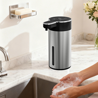 Distributeur automatique de savon commercial en acier inoxydable, 4 vitesses réglables, affichage LED, 400 ml, pour hôtel, toilettes, salle de bain