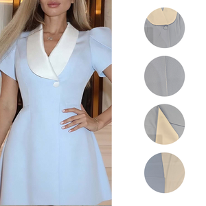 Nuovo Abito Estivo da <span class=keywords><strong>Donna</strong></span> Elegante per Feste, Vestito Corto a Maniche Corte con Vita Alta, Linea ad A, Monopetto, Aderente, Mini Abito alla Moda - Product Image 4