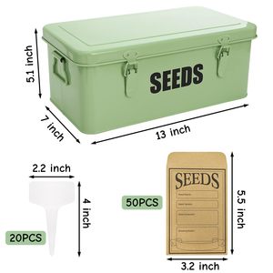Grand Organisateur de Graines en Métal avec 4 Compartiments, Verrous de Sécurité, 50 Étiquettes de Plantes et 20 Enveloppes pour Graines de Jardin - Product Image 2