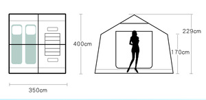 Tente de camping gonflable modulaire HOUMU, installation rapide en 5 minutes, 14 m², fenêtre de toit, coton TC, toutes saisons, glamping familial, PVC, <span class=keywords><strong>2</strong></span> personnes, complète - Product Image 4