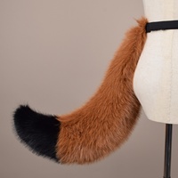 Queue de loup en peluche faite à la main de 29 pouces pour Halloween, accessoires de cosplay, oreilles et queue d'animaux en peluche, queue de renard en peluche