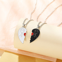 Nouveau collier personnalisé transfrontalier en forme de personnage de dessin animé, collier de couple, cœur tendance, assemblage, bons amis