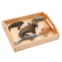 Jouets d'animaux marins en bois et plastique de haute qualité, ensemble d'apprentissage des langues Montessori pour enfants, 1 ensemble