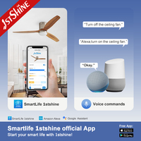 Kipas Angin Plafon Pintar 1stshine Flush Mounted Wifi, Kontrol Aplikasi, Kompatibel Suara, Baling-Baling Kayu Solid, Tahan Lama, Terbaik untuk Rumah