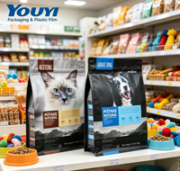 Emballage pour aliments pour chiens YOUYI à haute barrière, scellé sur huit côtés, pour aliments pour animaux de compagnie de grande race de 5 kg, prix d'usine