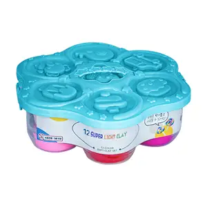 12 màu siêu nhẹ đất sét plasticine xô kháng khuẩn DIY handmade playdough & Slime đồ chơi cho mẫu giáo & nhà sử dụng