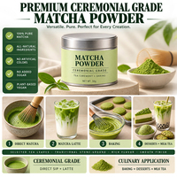 Poudre de thé vert matcha instantané de qualité alimentaire, 100% naturelle, en vrac, personnalisation de la marque privée disponible