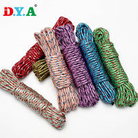 Stock Multi Couleur 4mm * 15m Portable Corde à linge Nylon Cordon PP Corde pour le séchage Groupage