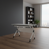 Bureau d'entraînement pliable en contreplaqué pour deux personnes avec tiroirs, table de conférence robuste et stable pour le bureau et l'école
