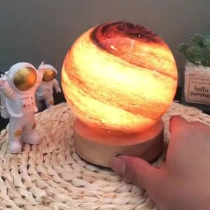 USB 충전식 3D 별이 빛나는 하늘 태양 행성 달 LED 야간 조명 나무 기초 홈 장식 미니 야간 램프 대형 유리 - Product Image 2