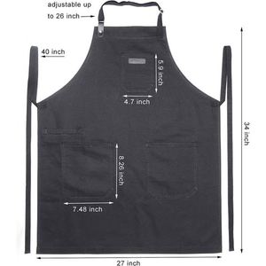 Tabliers de cuisine sans manches souples et durables en polyester-coton noir, personnalisables avec logo, vente en gros pour fabricants - Product Image 1
