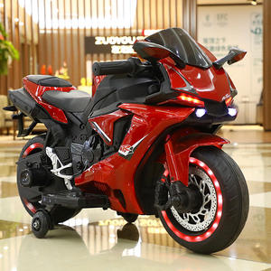 มอเตอร์ไซค์ไฟฟ้าสีแดงสำหรับเด็ก แบตเตอรี่แบบชาร์จได้ ของเล่นขี่ได้สำหรับเด็กอายุ 1-6 ปี พร้อมไฟและอุปกรณ์ฝึกขับขี่ - Product Image 1