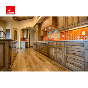 Allandcabinet Armoire de cuisine rustique en cerisier noueux Armoire traditionnelle en <span class=keywords><strong>bois</strong></span> massif avec porte surélevée avec comptoir en granit - Product Image 2