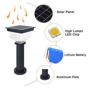 IP65 Waterproof Outdoor Solar <b>Pole</b> <b>Light</b> With Battery Included LED Garden Lamp for Yard Driveway RoHS Certified SG-9 Solar Flowe - Product Image 2