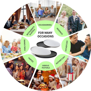 ชุดจานรองอาหารแต่งงานเซรามิกโบนไชน่าขอบทองรักษ์โลก ดีไซน์หรูหราทันสมัย สีขาว พร้อมขอบทอง ทนทาน ปลอดภัยสำหรับอาหาร - Product Image 4