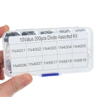 200Pcs 10 Values Rectifier Diode Assorted Kit 1N4001 1N4002 1N4003 1N4004 1N4005 1N4006 1N4007 1N5817 1N5818 1N5819 with Box
